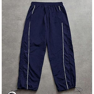 Mens Lightweight Black Green Polyester Track Pants Windbreaker Joggers <b>Elastic</b> <b>Waist</b> Drawstring Sports Casual <b>Trousers</b> - Product Image 6