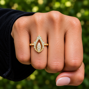 Anillo de Diamante Cultivado en Laboratorio con Corte Redondo, Oro Amarillo de 10K, 14K, 18K, Anillo con Incrustaciones Inspirado en Llamas, DEF VVS, Anillo de Boda, Joyería Fina ODM - Product Image 2