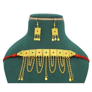 Ensemble de collier choker en or arabe élégant pour femmes, ensemble de bijoux de mariée traditionnels du Moyen-Orient, style Dubaï, bijoux de luxe Dubaï - Product Image 6