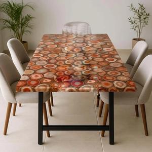 Table à manger de luxe en agate rouge, plateau de table en pierre précieuse naturelle fait main, mobilier moderne en pierres semi-précieuses, vente en gros, meubles sur mesure - Product Image 2