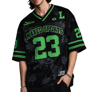 เสื้อเจอร์ซีย์อเมริกันฟุตบอลตาข่ายขนาดใหญ่ลายผีเสื้อ เสื้อผ้าสตรีทแวร์กีฬา ระบายอากาศได้ดี ผลิตจากโพลีเอสเตอร์ รับผลิตตามแบบสำหรับทีม ขายส่ง - Product Image 1