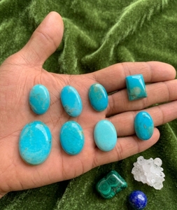 Turquesa Americana 100% Natural, Gema Ovalada Hecha a Mano, Piedra Suelta Cabujón al por Mayor para Fabricación de Joyas, Azul Cielo - Product Image 3