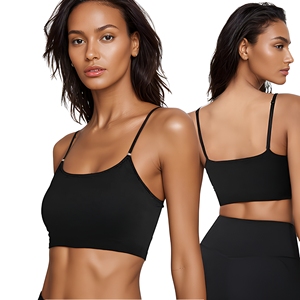Soutien-gorge de sport pour femme à bretelles, maintien moyen, noir uni, haut de yoga - Product Image 2