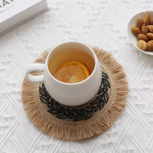 Sous-verre rond tressé en jute, écologique, rustique, support de tasse, design personnalisé, vente en gros au meilleur prix - Product Image 1