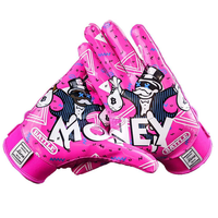 Guantes de Receptor de Fútbol Americano 7v7, Neopreno, Gel de Silicona, Cierre de Gancho y Bucle en los Dedos, Agarre Antideslizante Duradero, Bandera Personalizada