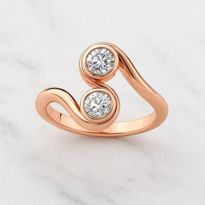 แหวนแฟชั่นเงินแท้ 925 ประดับเพชร 0.5 กะรัต แบบฝังขอบ สองเม็ด ดีไซน์เกลียวไขว้ แหวนเพชรแล็บครีเอท 14K ทองคำขาว แหวนดีไซน์ทันสมัย - Product Image 5