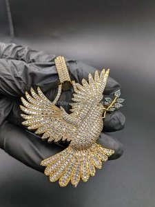 จี้รูปนกพิราบเงินแท้ประดับเพชรโมอิสซาไนต์ทรงกลมเจียระไนแบบบริลเลียนท์ สไตล์ฮิปฮอป ได้รับการรับรองจาก GIA ของขวัญสำหรับทุกเพศ - Product Image 5