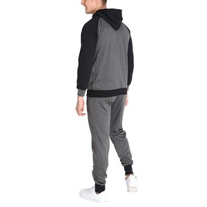 Survêtement gris pour homme, coupe classique, avec fermeture éclair intégrale, capuche, polyester et coton, pour l'automne, avec poches latérales - Product Image 3