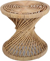 Table d'appoint moderne en rotin tressé à la main - Table basse/tabouret d'extérieur écologique pour le thé et le café et mobilier de maison pour le salon