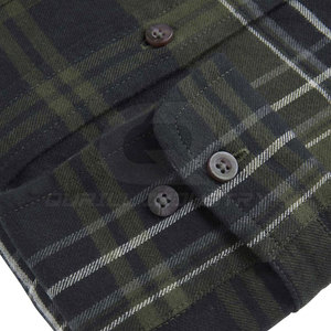 Chemise en flanelle pour homme en tissu tricoté brossé personnalisable, à carreaux, boutonnée, manches longues, coupe classique, séchage rapide, respirante, écologique - Product Image 6