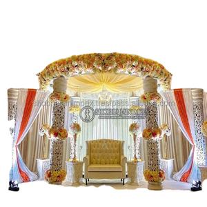 Chaises en plastique renforcé de fibres durables et portables pour mariage indien, décorations de mandap, fournitures de fête, emballées dans une boîte - Product Image 1