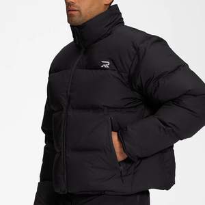 Chaqueta Acolchada Negra para Hombre, Cuello Alto, Cierre de Cremallera, Resistente al Viento, Relleno de Poliéster, Abrigo Casual de Invierno, Largo Regular - Product Image 2