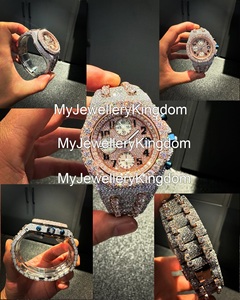 Custom 18K Gold Luxury Men's Mechanical Automatic Wrist Watch Baguette Cut VVS Moissanite Stainless Steel Analog <b>Display</b> <b>Case</b> 10 - Product Image 1
