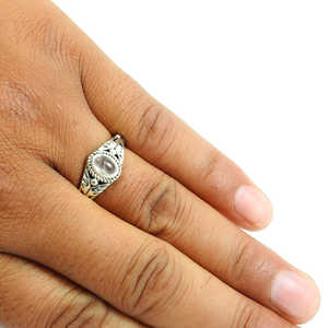 Handmade Natural Oval Cut Rose <b>Quartz</b> Gemstone <b>Ring</b> Crafted From Solid 925 Sterling Silver Wedding Engagement Bohemian <b>Ring</b> - Product Image 2