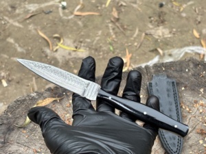 Handmade Damascus Steel Knife with <b>Black</b> Resin Handle Custom OEM ODM - Product Image 3