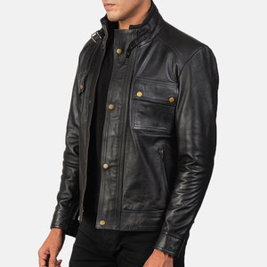 Men's Coated Genuine <b>Leather</b> <b>Jacket</b> Stand Collar Custom OEM Service Breathable Moto Biker Style Digital Printed <b>Suede</b> Fashion - Product Image 3
