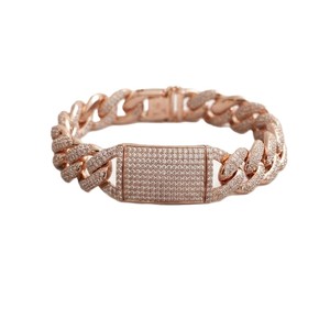 สร้อยข้อมือเพชรทรงกลมแบบคิวบันประดับเพชรโมอิสซาไนต์  ทองคำแท้ 10K 14K 18K  ความใส VVS VS สี DEF  รับรองโดย IGI - Product Image 2