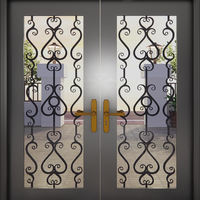 Puerta de Seguridad de Acero de Lujo con Diseño de Entrada de Hierro Forjado y Cerradura de Acero Inoxidable para Proyectos de Villas Modernas