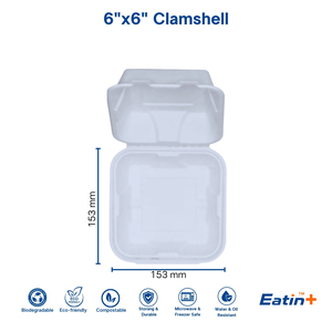 Boîte alimentaire à emporter en bagasse 6x6, compostable, résistante à l'huile, sans PFAS, sans BPA, 30 oz, pour livraison en restaurant - Product Image 2