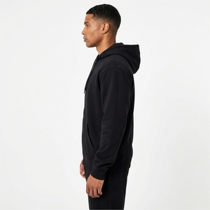 Sweat-shirt à capuche zippé noir uni pour homme, décontracté, avec cordon de serrage - Product Image 4