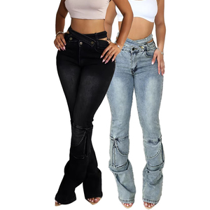 Jeans baggy pour femmes, pantalons en denim coréens hip-hop, vêtements de mode, jeans Rock Revival pour femmes - Product Image 3