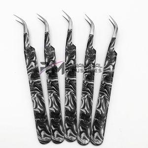 Pinzas para Pestañas de Acero Inoxidable con Punta de Fibra a 90 Grados y Punta Dentada para Cejas, Opción de Logotipo Personalizado - Venta al Por Mayor - Product Image 3