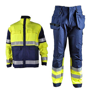 Ensemble de vêtements de travail réfléchissants jaune marine haute visibilité, veste et pantalon industriels certifiés CE, impression UV, construction robuste - Product Image 1