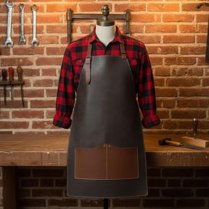 Waterproof Leather <b>Apron</b> for Kitchen <b>BBQ</b> Grill Durable Heat Resistant <b>Apron</b> Bulk Supply OEM Customization LPN-0234 - Product Image 1