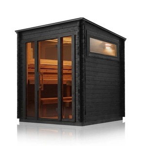 Sauna Tradicional Interior de Madera de Hemlock para 4 Personas, Húmeda y Seca, con Calentador UL - Product Image 1