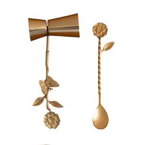Wholesale Metal Peg <b>Measures</b> and <b>Spoon</b> Set with Floral Handle With Customization - Product Image 1