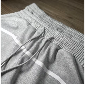 Pantalones Cortos Bermuda de Algodón Gris para Hombre, Cintura con Cordón, Bolsillos, Estilo Casual, Talle Medio, Tejido de Punto, Diseño Transpirable - Product Image 5