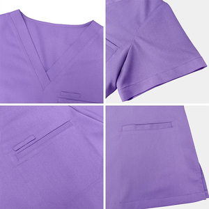 Conjunto de Uniforme Médico para Mujer al por Mayor: Blusa con Cuello en V y Pantalones Cargo, Uniforme de Enfermería Multibolsillos Elástico para Trabajo, Enfermeras, SPA y Salones - Product Image 2
