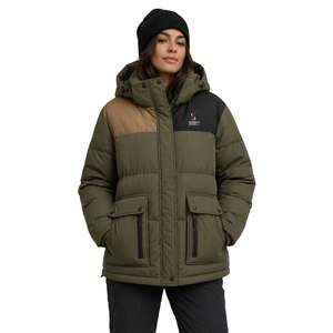 Warm Lightweight Women Puffer Jacket <b>Quilted</b> Outerwear With Stand Collar Full Front Zipper And Insulated Filling For Cold Weath - Product Image 1