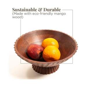 <b>Mango</b> <b>Wood</b> Wooden <b>Bowl</b> with Enamel Interior Floral Design Household Round Wooden Fruit Salad <b>Bowl</b> Dinnerware Basin - Product Image 4