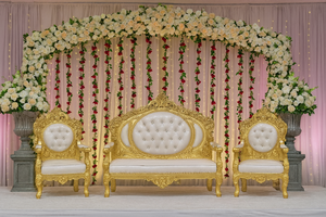 Maharaja Style Modern Treated Wood Wedding <b>Sofa</b> Set for Hindu Weddings Royal Indian Wedding Stage Decor - Product Image 2