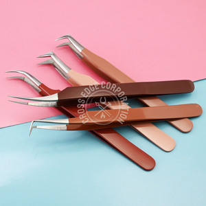 Volume Russian Fiber Tip Isolation Tweezer 90 Degree Tip c Curved Lash Tweezer X Shaped Eyelash Tweezers for Lash Extension - Product Image 2