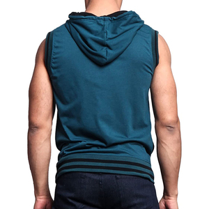 Sweat-shirt à capuche sans manches pour homme, couleur unie, coupe classique, décontracté, en molleton de coton respirant, avec poche, pour l'automne - Product Image 6