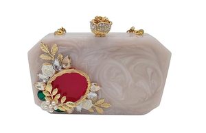 Bolso de mano de resina con efecto piedra, acrílico, para mujer, tipo bandolera, para fiesta, de noche, estilo celebridad, con efecto mármol - Product Image 1