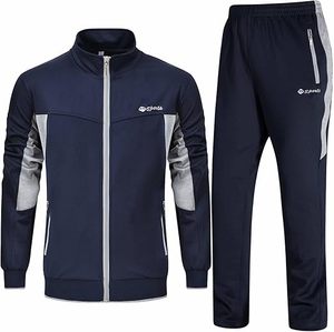 Ensemble de survêtement sportif pour homme Spans, bleu marine, avec fermeture éclair intégrale, coupe décontractée, respirant, style automne, avec empiècements contrastants - Product Image 1