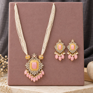 Premium Pink Pendant <b>Pearl</b> Strand Necklace <b>Set</b> Bulk Wholesaler Wholesale Supply Manufacturing Factory - Product Image 1