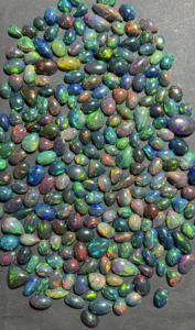 Gemas Trimurti 100% Naturales, Ópalo Negro Cabujón AAA+, Gran Calidad, Brillante, Piedra Welo, Formas y Tamaños Variados para Joyería - Product Image 3