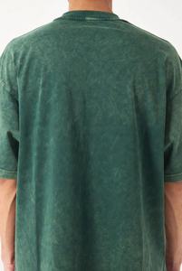 Camiseta Oversize de Algodón 100% Pesado con Lavado Ácido, Tejida, Casual, Lisa, para Hombre, Venta al por Mayor - Product Image 4