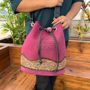 Boot Stitch Suede <b>Leather</b> Women's Cross-body Portable Bucket Bags Large Capacity Vintage Hand <b>Tooled</b> <b>Leather</b> Purses & Handbags - Product Image 2