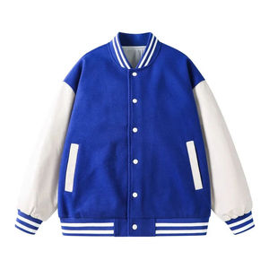 High Quality College Baseball Style Varsity Jacket <b>Men</b> Trendy Sportswear Cotton Fabric Plain Dyed Front Windproof Breathable - Product Image 5