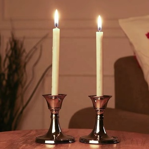 Modern <b>Silver</b> Plated Flared Base Candle Holders Set Of 2 Glam Decor - Product Image 1