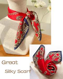 Nouveau Foulard Carré en Soie de Qualité Supérieure pour Femme, Bandana Tendance, Écharpe de Tête, Foulard Cheveux, Foulard Cou, Imprimé Élégant, Designer pour Dames - Product Image 4