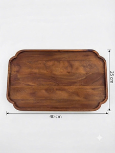 Plateau de service rectangulaire en bois d'acacia, qualité alimentaire, poli, fait main, pour salle à manger d'hôtel - Product Image 4