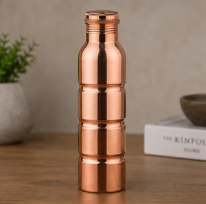 Bouteille d'eau artisanale en cuivre pur segmentée à anneaux multiples, pour la maison, les voyages et les fêtes - Product Image 1