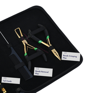 ชุดอุปกรณ์ต่อผมซาลอนโกลด์  คีมรัดและเปิดเม็ดไมโครบีด หวีหางนก  เข็ม  คลิปจัดแต่งทรงผม หวีแสกผม - Product Image 3