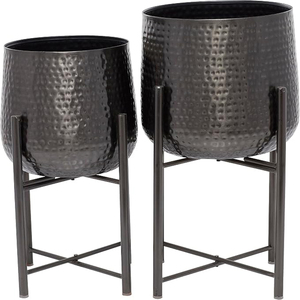 Cosmo Living by Cosmopolitan Metal Indoor Outdoor <b>Planter</b> <b>Large</b> <b>Planter</b> Pot with Removable Stand, Set of 2 <b>Planters</b> - Product Image 2